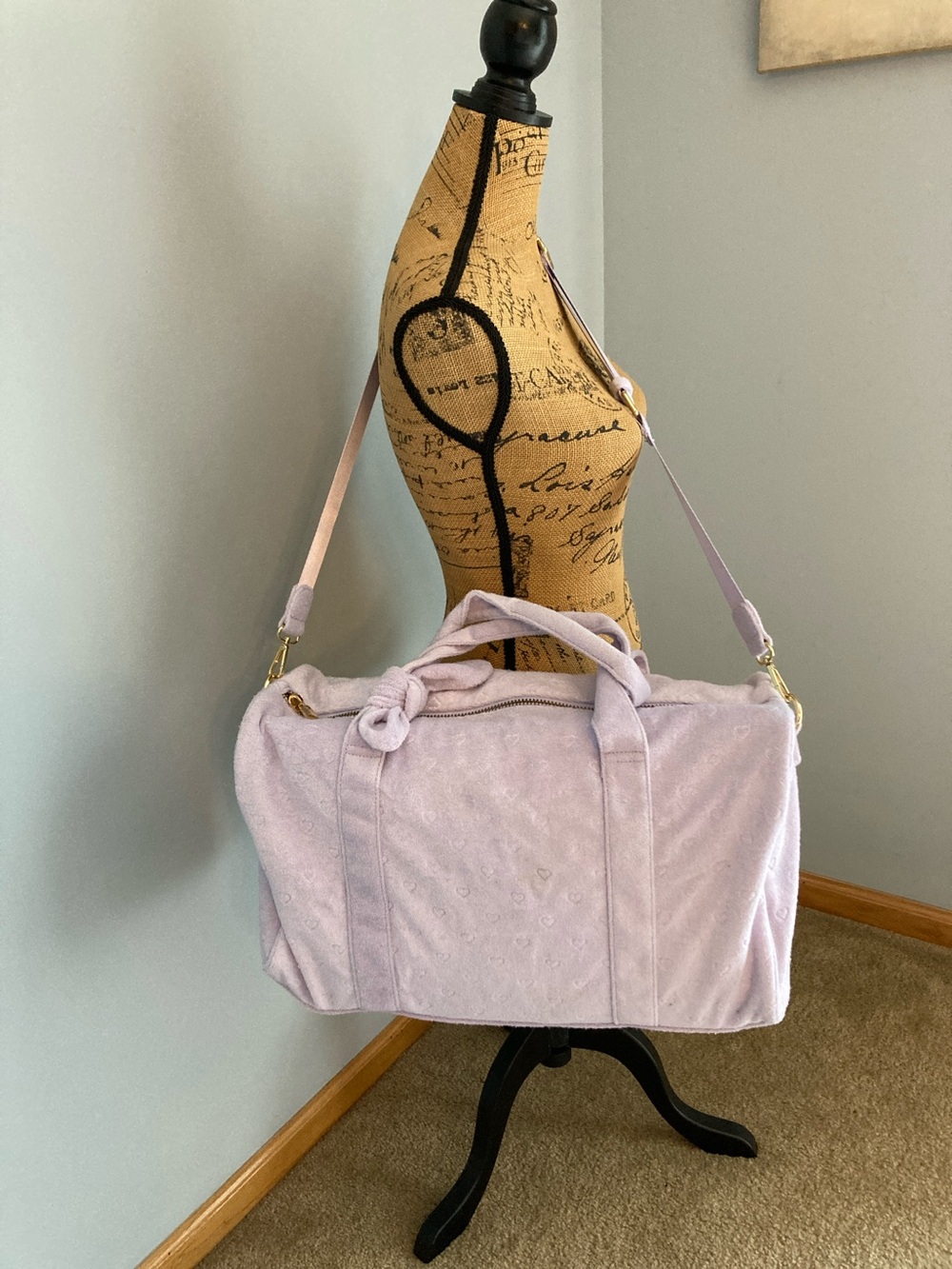 Stoney Clover Lane Lavender Heart-Embossed Travel Duffel